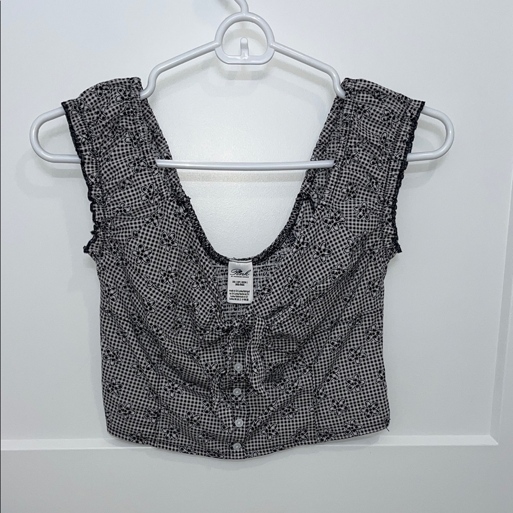 Pink Frankies bikinis crop ruffle crop top XS